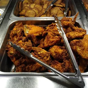 Fried chicken on the weekly breakfast buffet