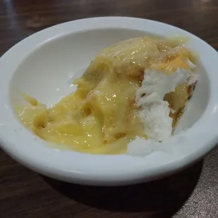 Homemade banana pudding (topped with meringue) from the weekly breakfast buffet.