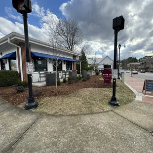 a street corner in a small town