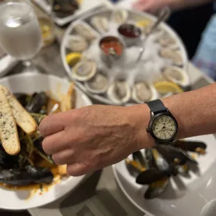 Oysters and mussels. Yum