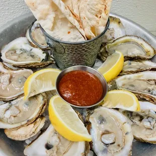 a platter of oysters
