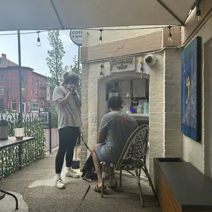 Outdoor seating and order window