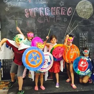 So much fun with art and crafts as kids discover their superhero identity in our Superhero camp.