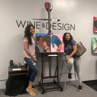 open studio night, these two added their own flair to two popular paintings