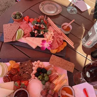 two plates of food on a picnic table