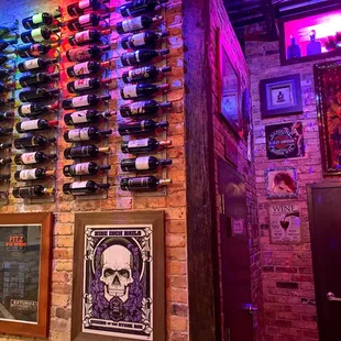 a wall of wine bottles
