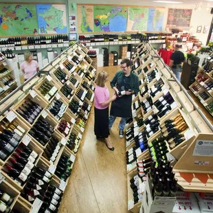 Hand-painted maps on the walls, mobile wine racks turn the store into a classroom. The selection is eclectic, but accessible.