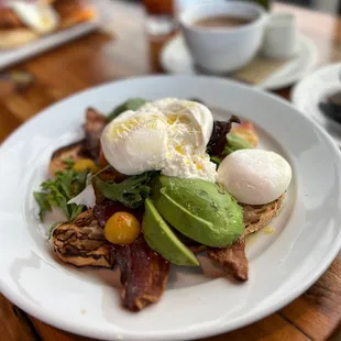 Burrata from the Brunch menu with a poached egg