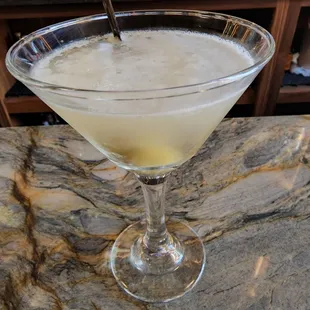 There is no cocktail menu, but Mike is awesome and can make you anything!  This is a dirty martini with blue cheese stuffed olives.