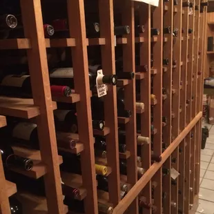 Some of the bottles of wine in our climate controlled cellar.