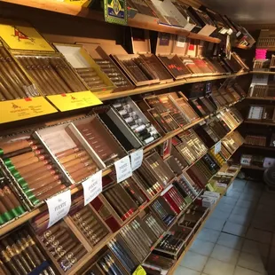Just some of our many fine cigars in our walk in humidor.