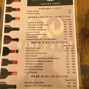 Wine menu
