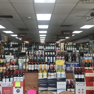 a wide selection of wine bottles