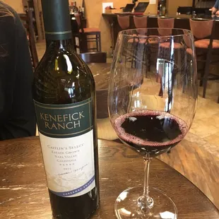 a glass of wine and a bottle of wine