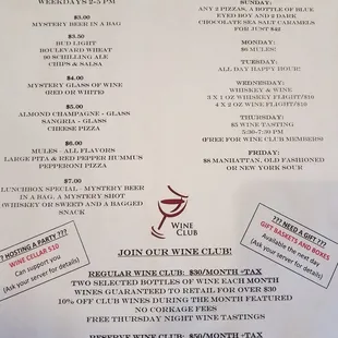 Happy Hour and Daily Specials