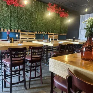 Tables booths and seats at the counter