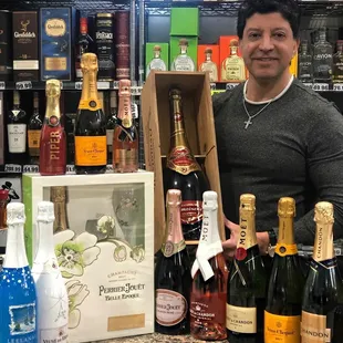 Ronnie with some of our champagne selection.