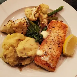 Salmon - ordered without honey glaze, instead I requested butter and garlic. Delish!