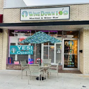 the outside of a wine bar