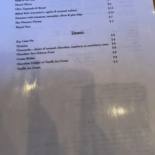 a menu for a restaurant
