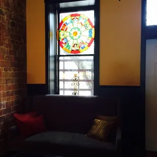 Stained glass window.