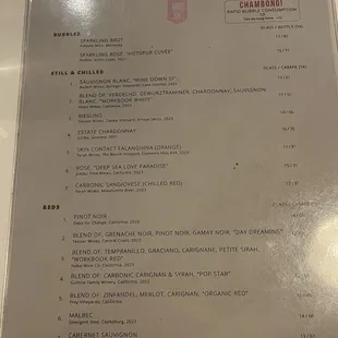 menu