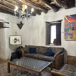 Eclectic furniture adds to the vibe