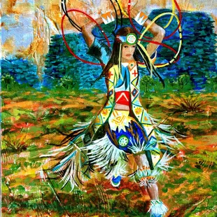 Hoop dance in Chaco 9x12 Acrylic on Canvas painting
Also avail: digital file