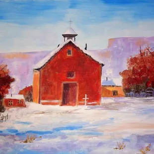 Instock: Old Church Acrylic on Canvas 14x18. 
Also Available Digitlal file