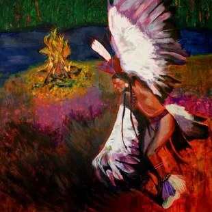 Instock: Oil on Canvas painting- Eagle Warrior 30x40. Also Available : Digital File