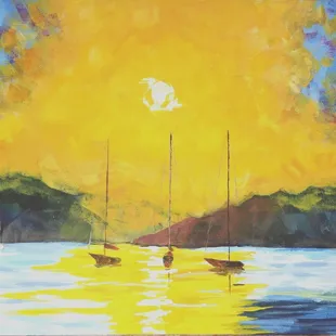 Instock: Peaceful cove in acrylic on canvas board 16x20 
Also Available: digital file