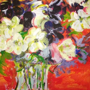 In stock: Romantic Flowers- acrylic on Canvas 12x16.
Also Avail. digital file