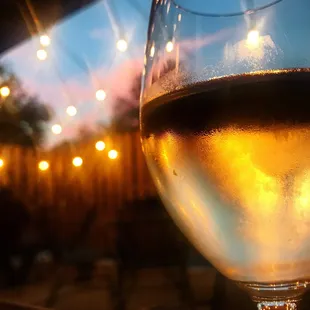Catching a beautiful sky with a glass of wine.