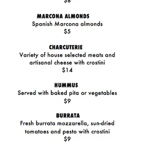 Evening Menu served Monday-Saturday 2pm-8pm