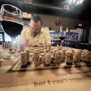 Getting crafty so we can play chess on the embossed tables.