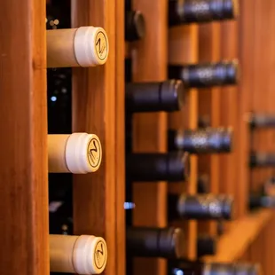a wall of wine bottles