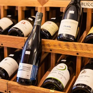 bottles of wine in a wine rack