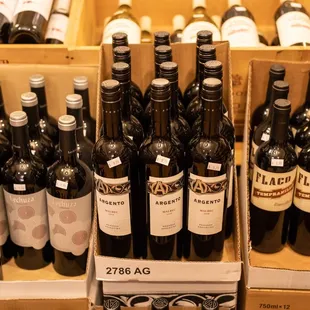 a variety of wine bottles