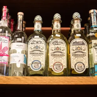 bottles of wine on a shelf