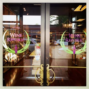 the front door of a wine shop