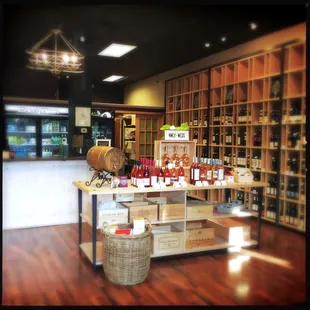 a wine shop with shelves of wine