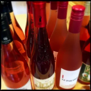 a variety of wine bottles