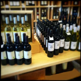 bottles of wine on a shelf