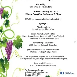 5 course wine pairing dinner