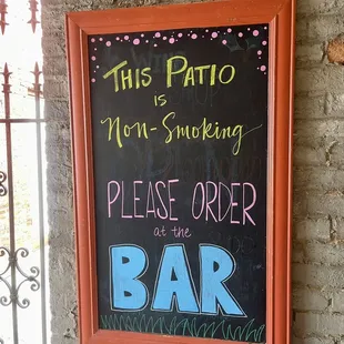 Patio sign