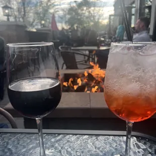 Red wine and Aperol spritz.