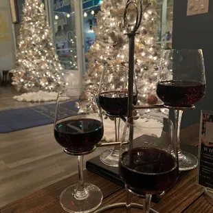 Wine flight during Christmas time - delightful in every way!