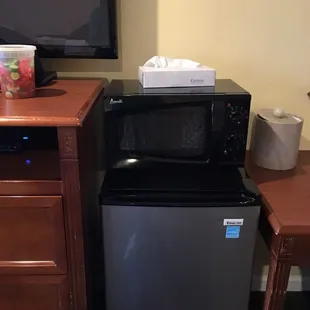 Microwave and a fridge too