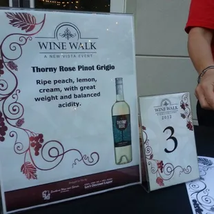 Come to booth number 3 across La Havana Cigar Bar Thorny Rose Pinot Grigio