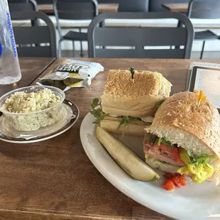 Cold cuts sandwich (the goodfella?) and potato salad